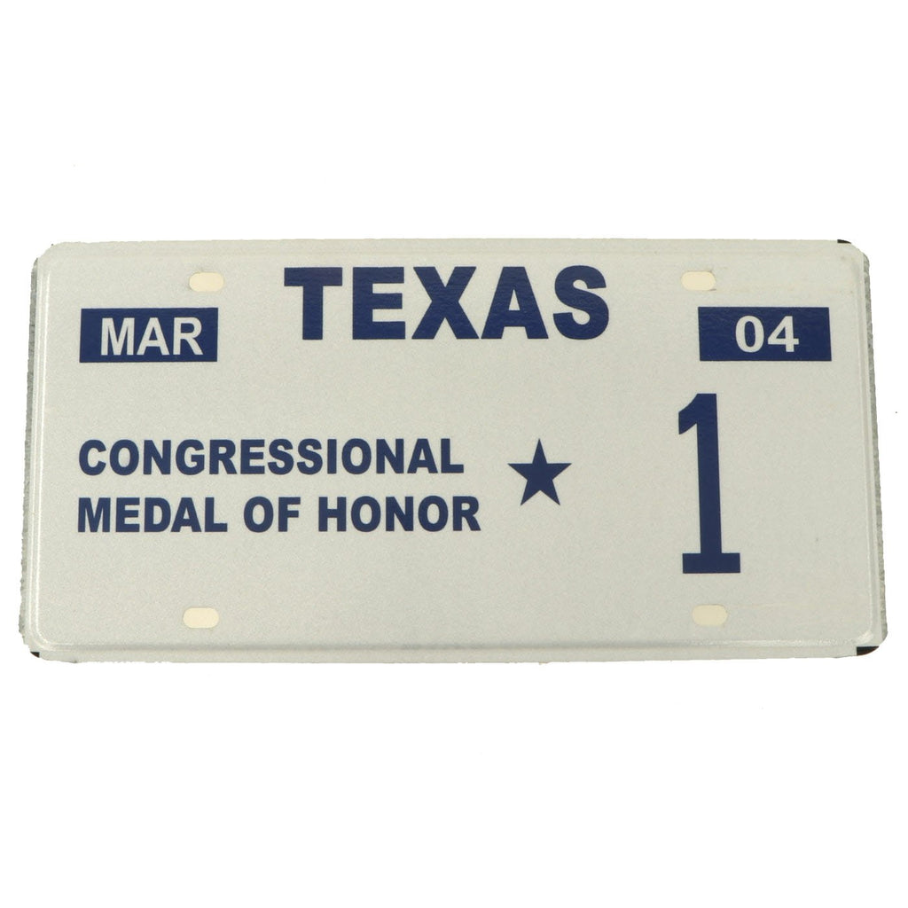 Original U.S. Congressional Medal of Honor State of Texas License Plate #1 - dated 2004 Original Items