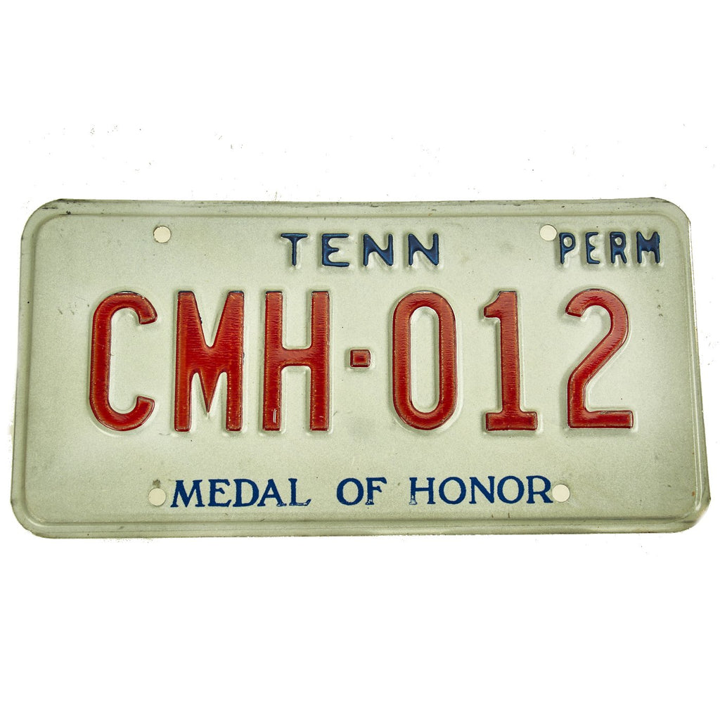 Original U.S. Medal of Honor State of Tennessee License Plate Original Items