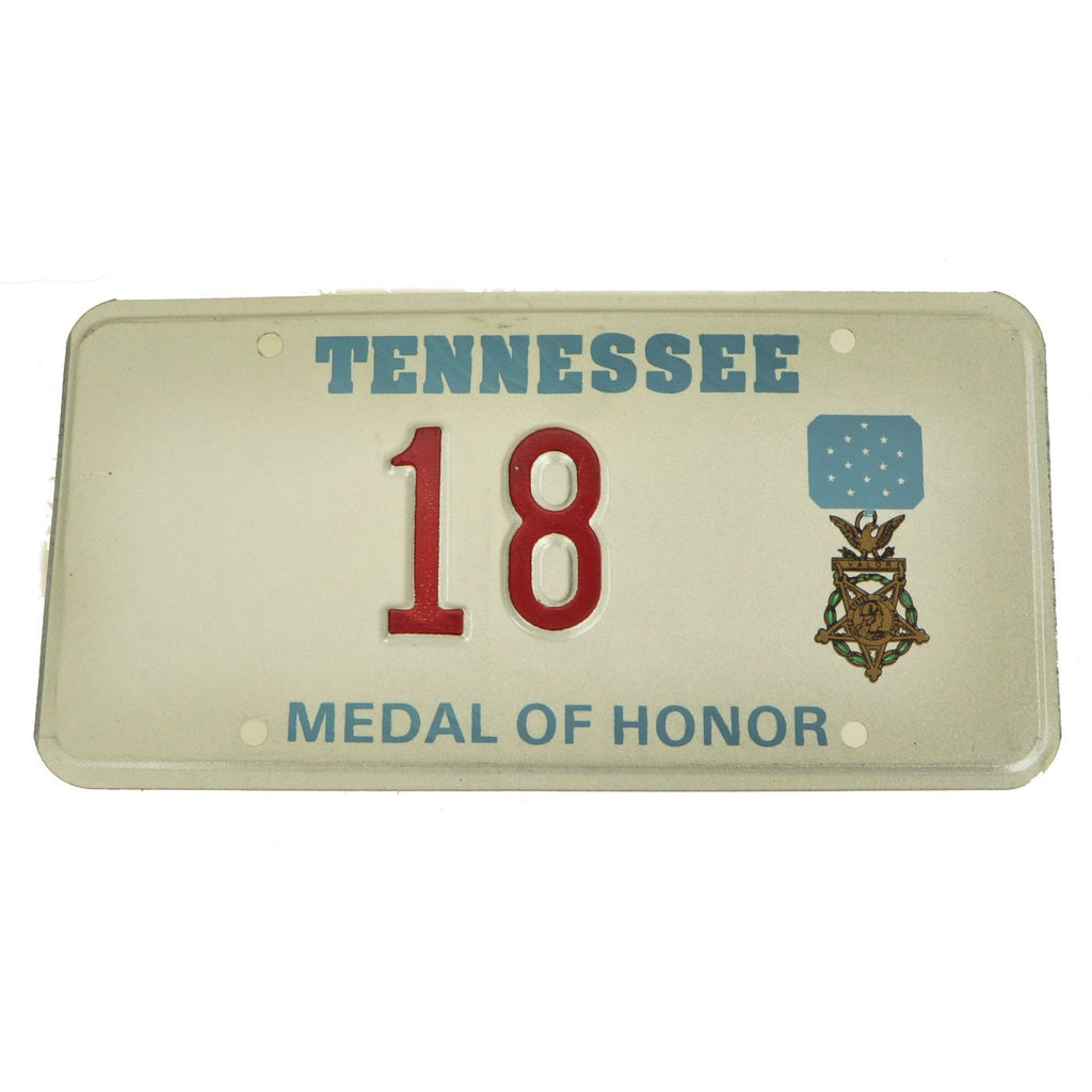 Original U.S. Army Congressional Medal of Honor State of Tennessee License Plate #18 Original Items