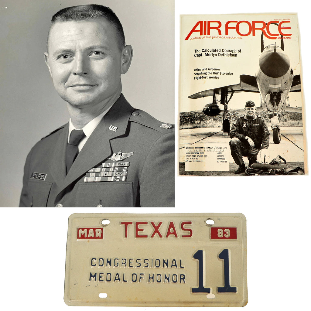 Original U.S. Vietnam War Air Force Colonel Merlyn Dethlefsen Congressional Medal of Honor State of Texas License Plate Original Items