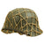 Original German WWII M42 Textured Camouflage Army Heer Helmet with Net & 56cm Liner - ET64 Original Items