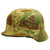 Original German WWII Named Custom Fabric Camouflage M35 Helmet with Liner and Chinstrap - Q64 Original Items