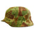 Original German WWII Named Custom Fabric Camouflage M35 Helmet with Liner and Chinstrap - Q64 Original Items