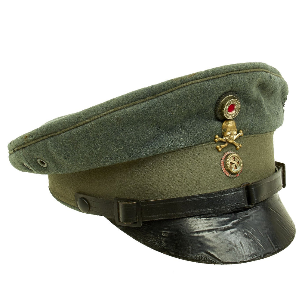 Original German Post-WWI Weimar Republic Era Freikorps Visor Cap with Totenkopf Badge - Size 59cm Original Items