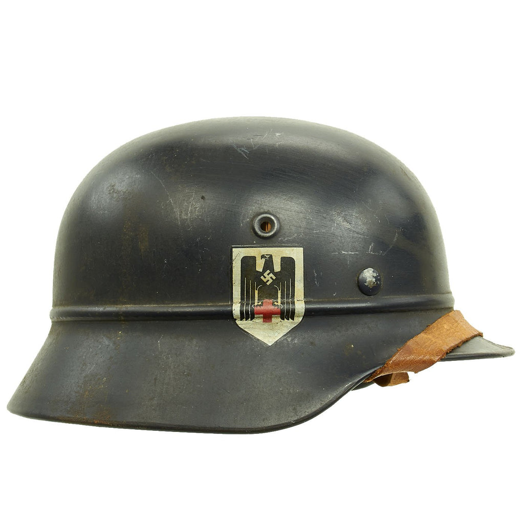 Original German WWII Beaded M40 Double Decal DRK Red Cross Steel