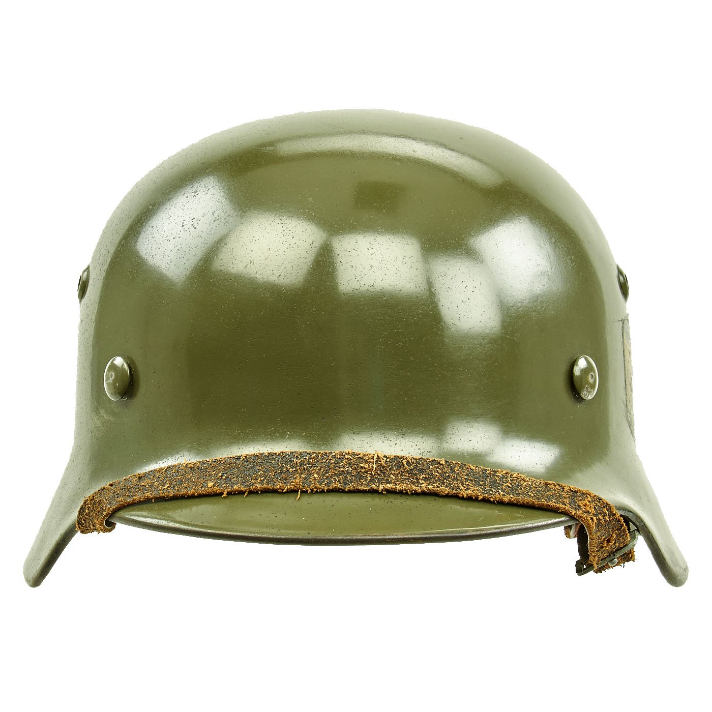 german m35 motorcycle helmet Original German WWII Army Heer M35 Single Decal Steel Helmet with Buff – International Military Antiques