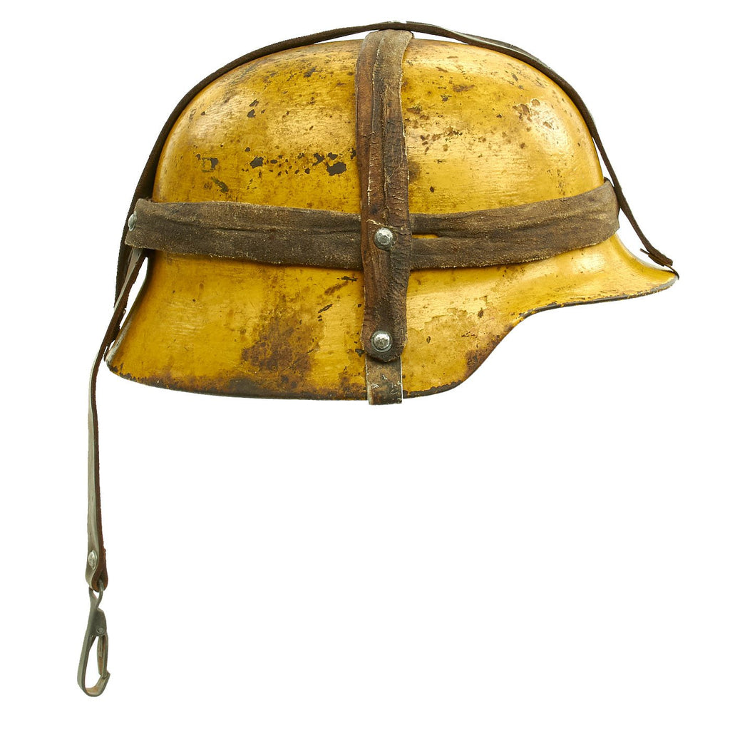 Original German WWII M35 Helmet Shell with Field Made Carry Strap and Replica Liner - marked ET66 Original Items