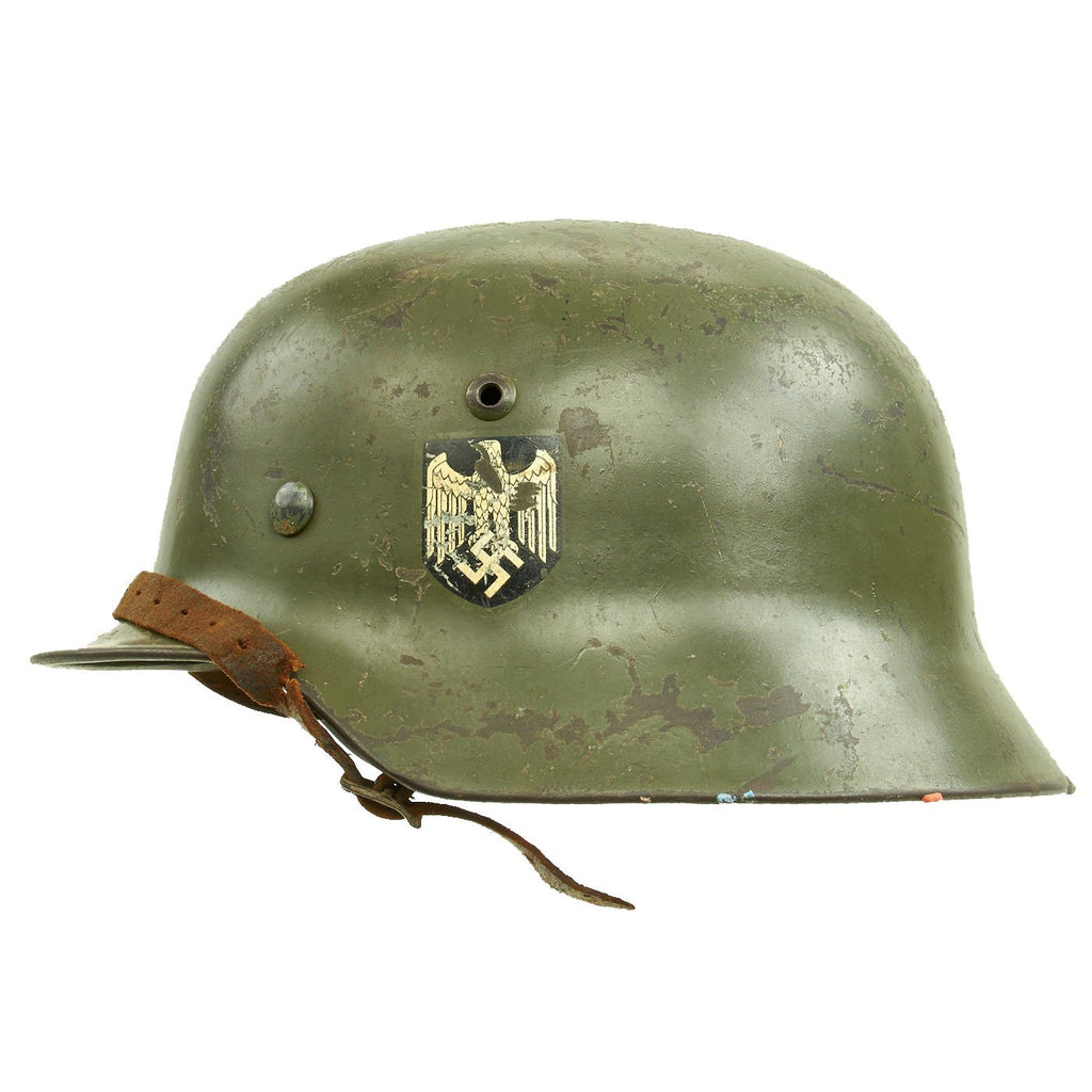Original German WWII Army Heer M35 Double Decal Helmet with 1937 Dated Size 56cm Liner - SE64 Original Items