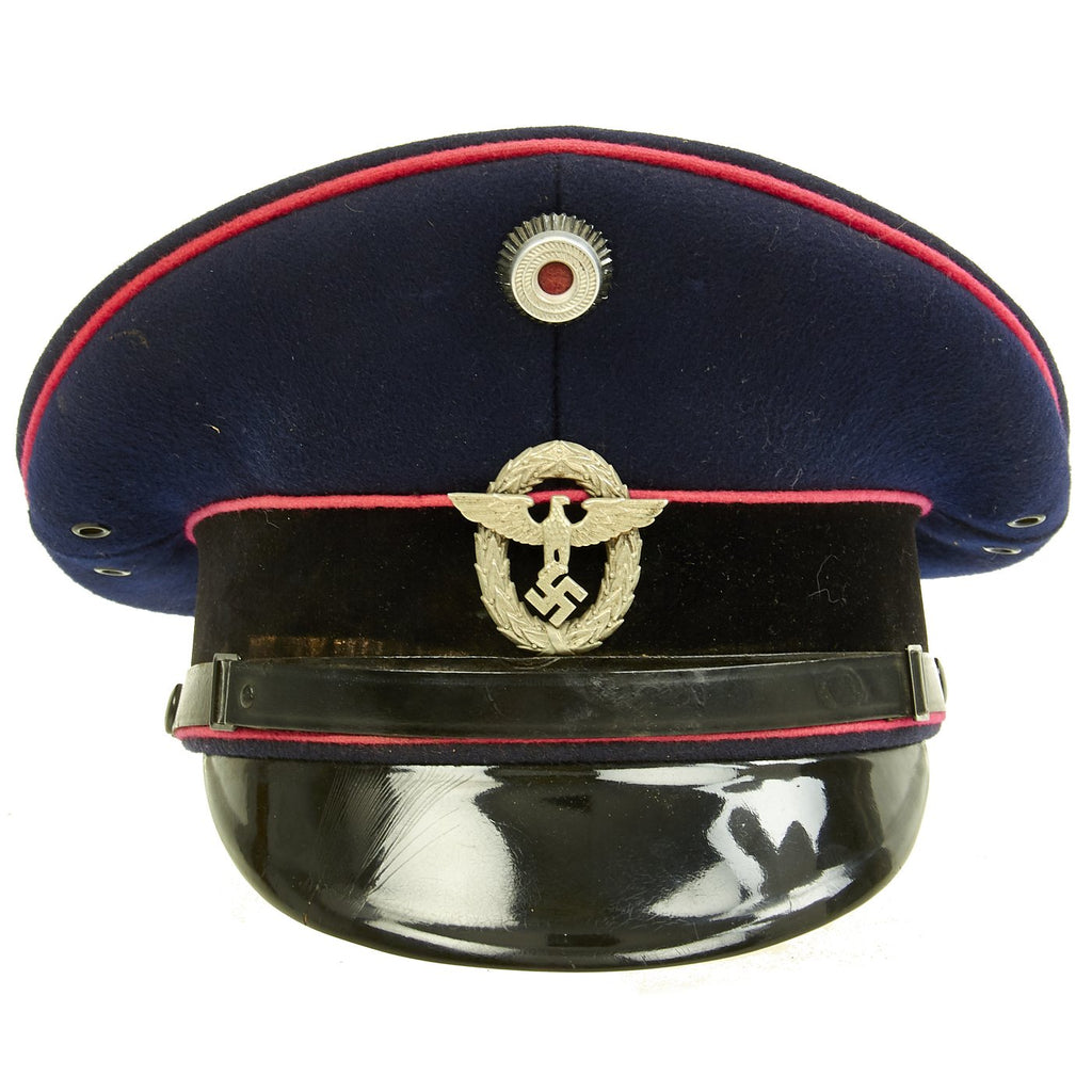 Original German WWII Fire Protection Police EM/NCO Schirmmütze Visor Cap by Herzog - size 56 Original Items