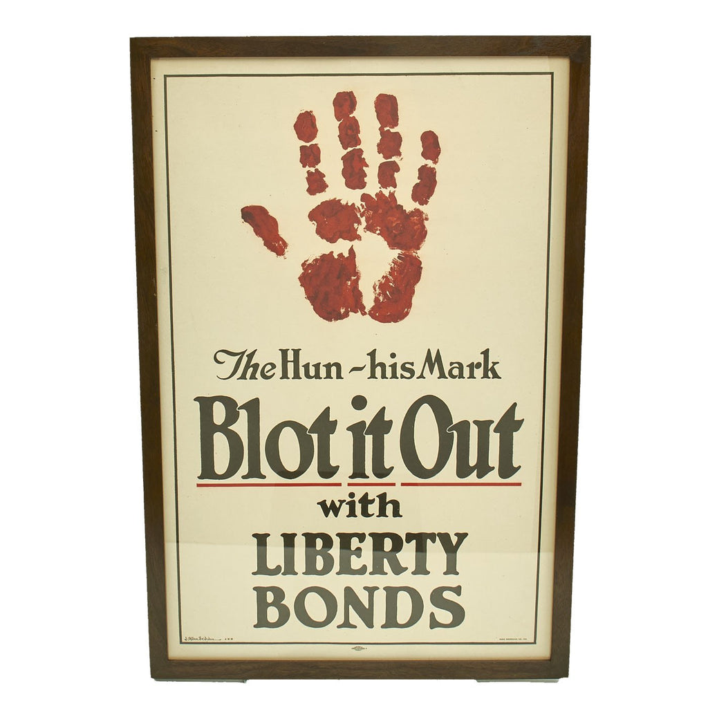 Original U.S. WWI The Hun - His Mark BLOT IT OUT With Liberty Bonds Propaganda Poster Original Items