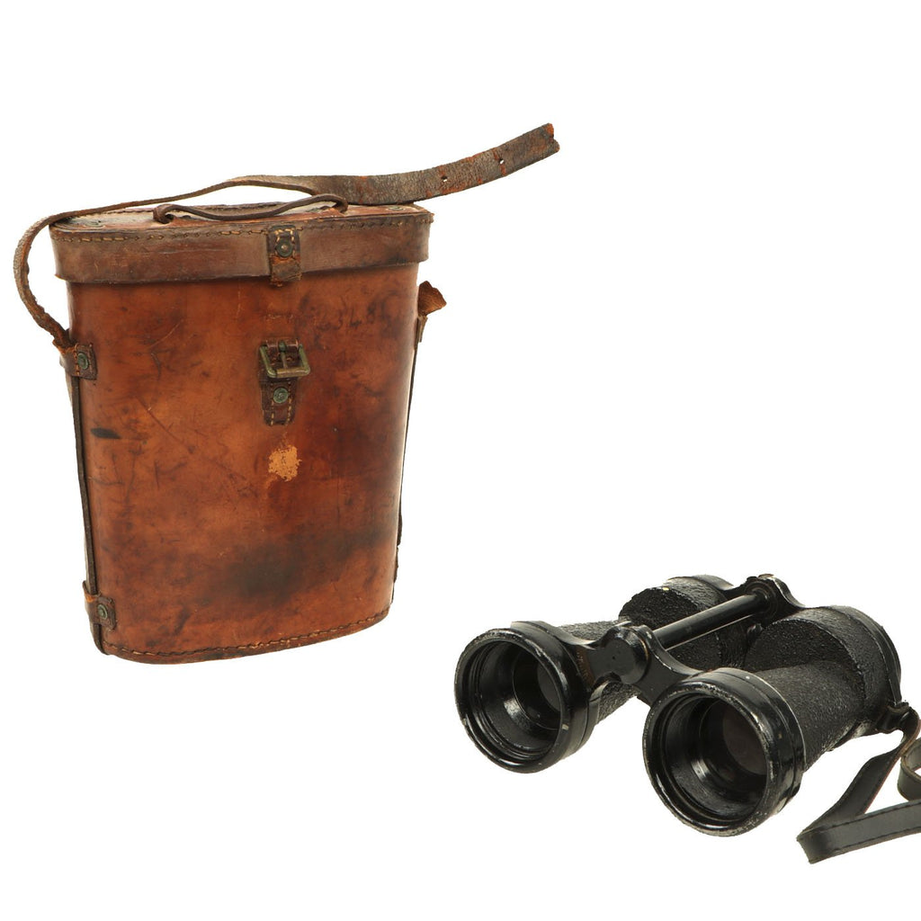 Original British WWII Mk. IV 5X Prism Binoculars with 1942 dated Leather Case Original Items