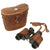 Original WWI & WWII U.S. Navy 6X30 Power Leather Covered Binoculars in Leather Case with Inlaid Compass Original Items