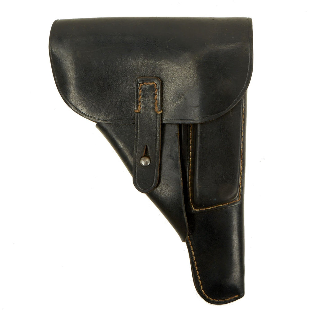 Original German WWII 1944 dated Walther P38 Black Leather Softshell Holster by Franz & Karl Voegels Original Items