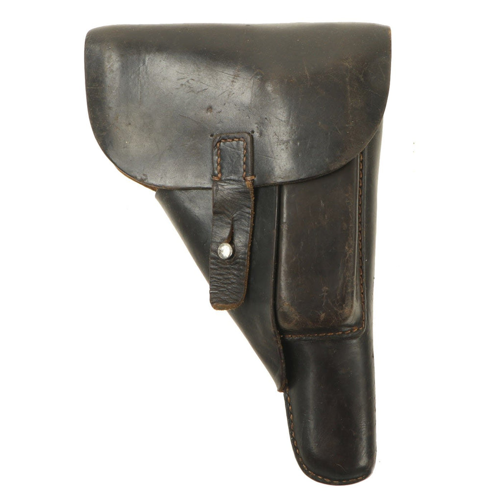 Original German WWII 1944 dated Walther P38 Black Leather Softshell Holster by Gustav Genschow & Co. Original Items