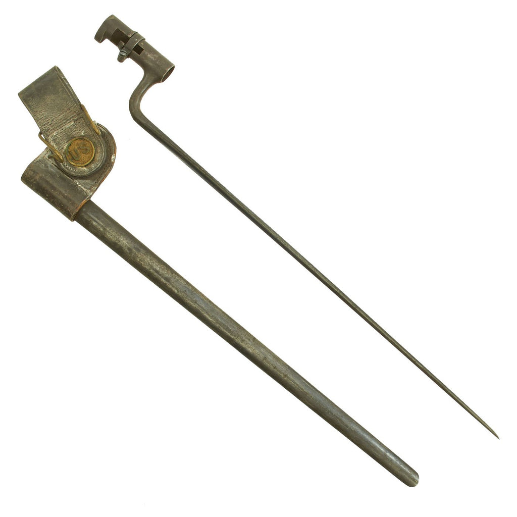 Original U.S. Springfield Trapdoor Model 1873 Rifle Socket Bayonet with U.S. Scabbard Original Items