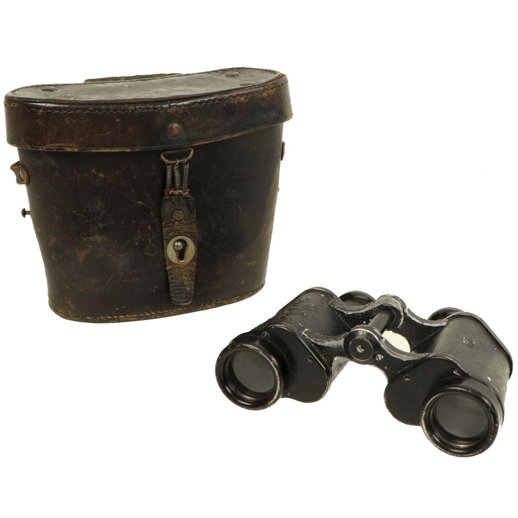 Original German WWII Hensoldt Wetzlar 8x30 Romanian Army Binoculars with Carry Case Original Items