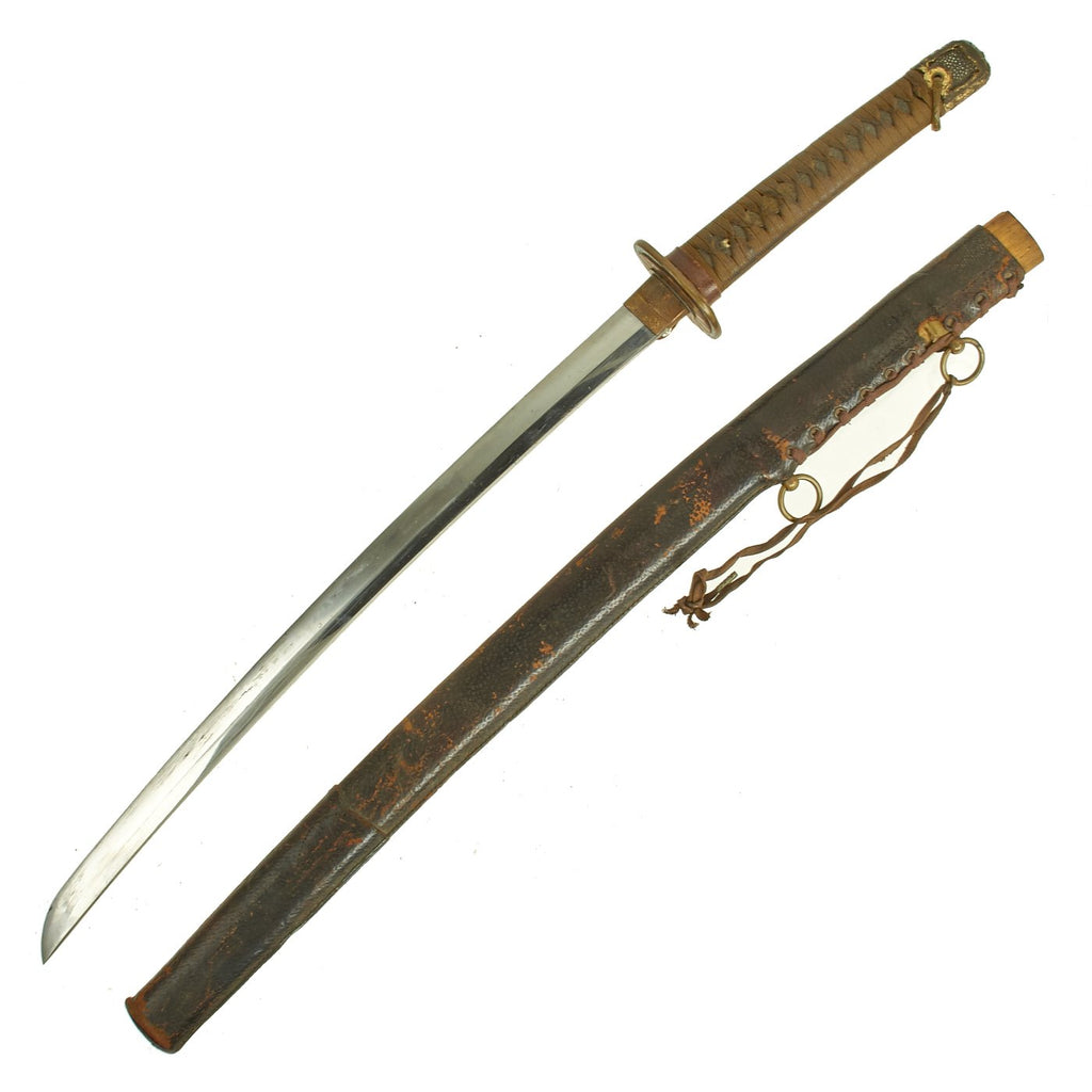Original WWII Japanese Navy Officer P1937 Kai-Gunto Sword with Ancient Handmade Wakizashi Blade Original Items