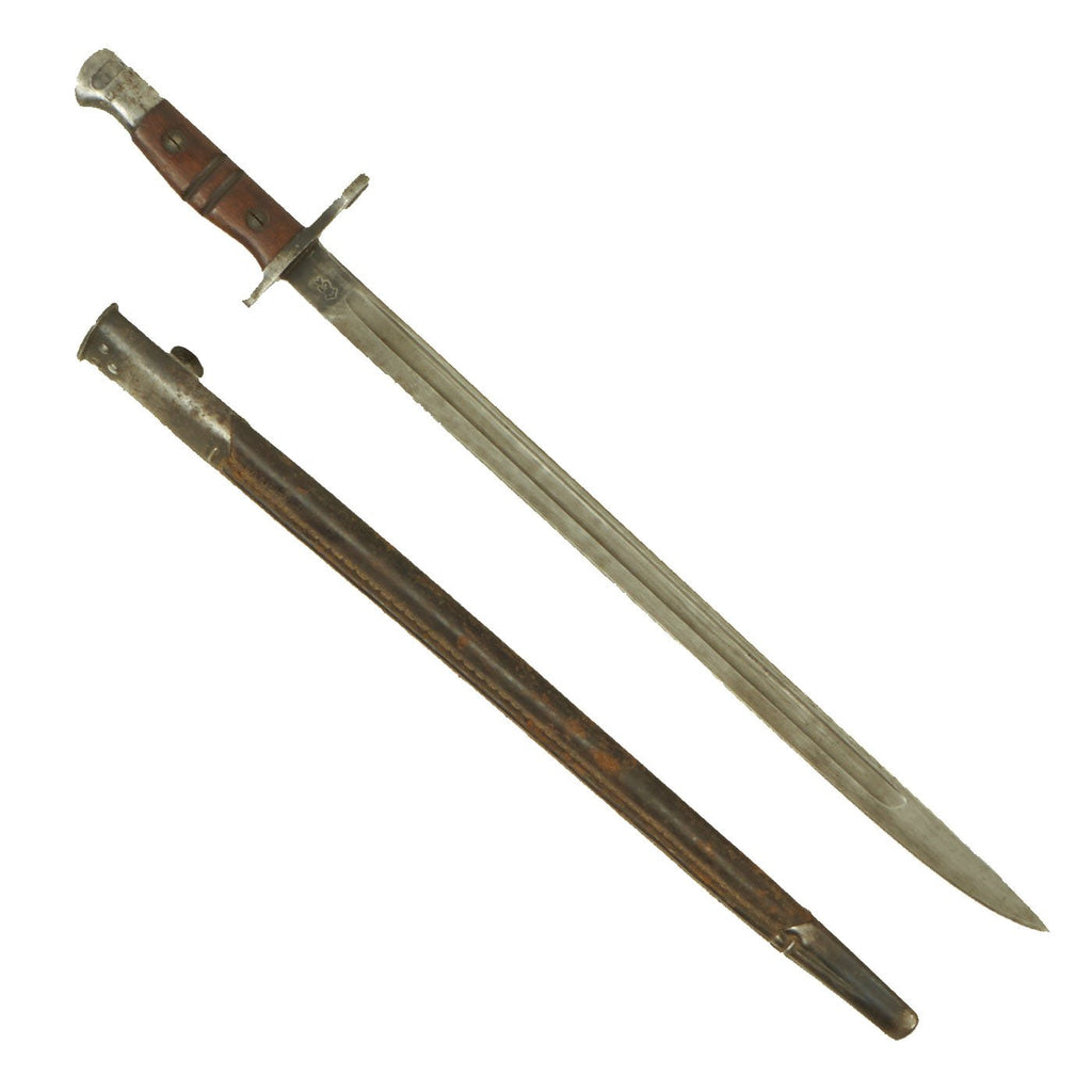 Original British WWI P-1913 Bayonet by Remington for the P-14 Enfield Rifle with Scabbard - dated 5 17 Original Items