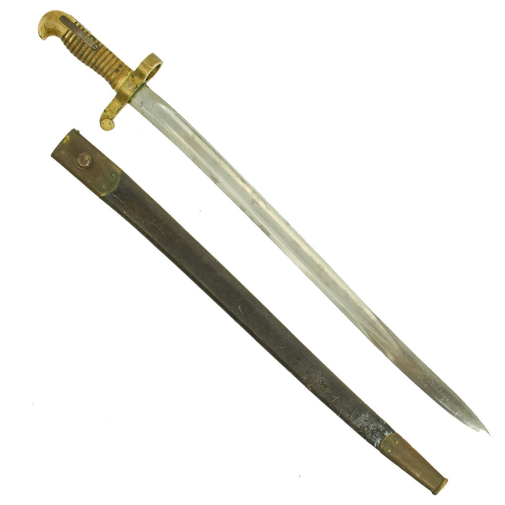 Original U.S. Navy M-1862/63 Remington Zouave Brass Hilted Yataghan Sword Bayonet with Scabbard Original Items