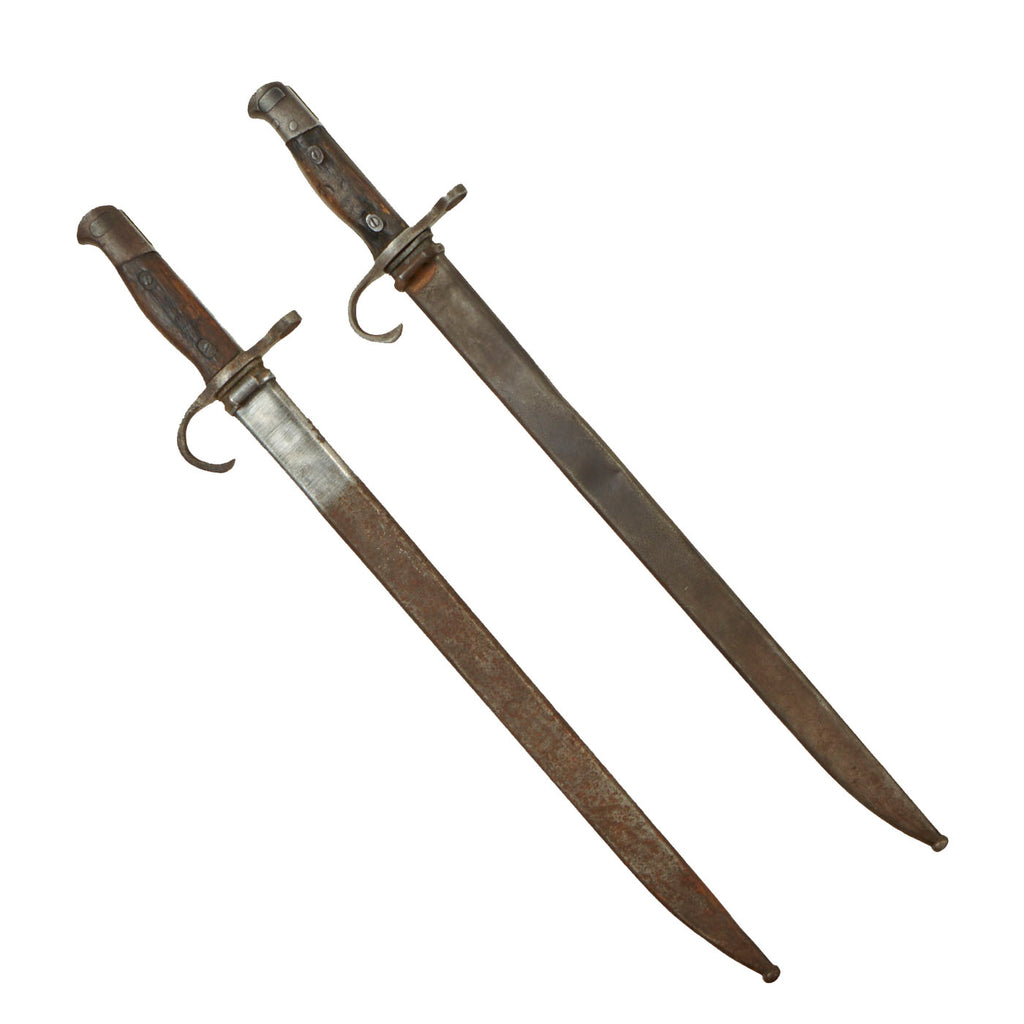 Original Set of Two WWII Japanese Type 30 Bayonets with Scabbards made by Toyoda Loom Works and Kokura Arsenal Original Items