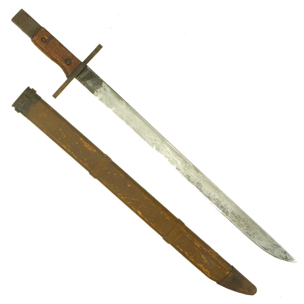 Original Japanese WWII Late Pattern Arisaka Type 30 Bayonet by Toyoda with Wooden Scabbard Original Items