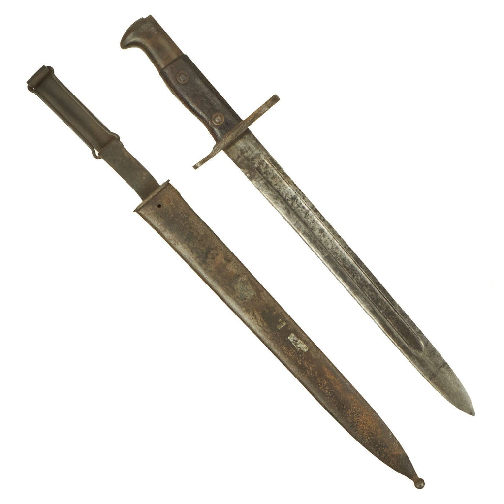 Original U.S. Spanish-American War Model 1892 Krag Rifle Bayonet and Scabbard - Dated 1897 Original Items