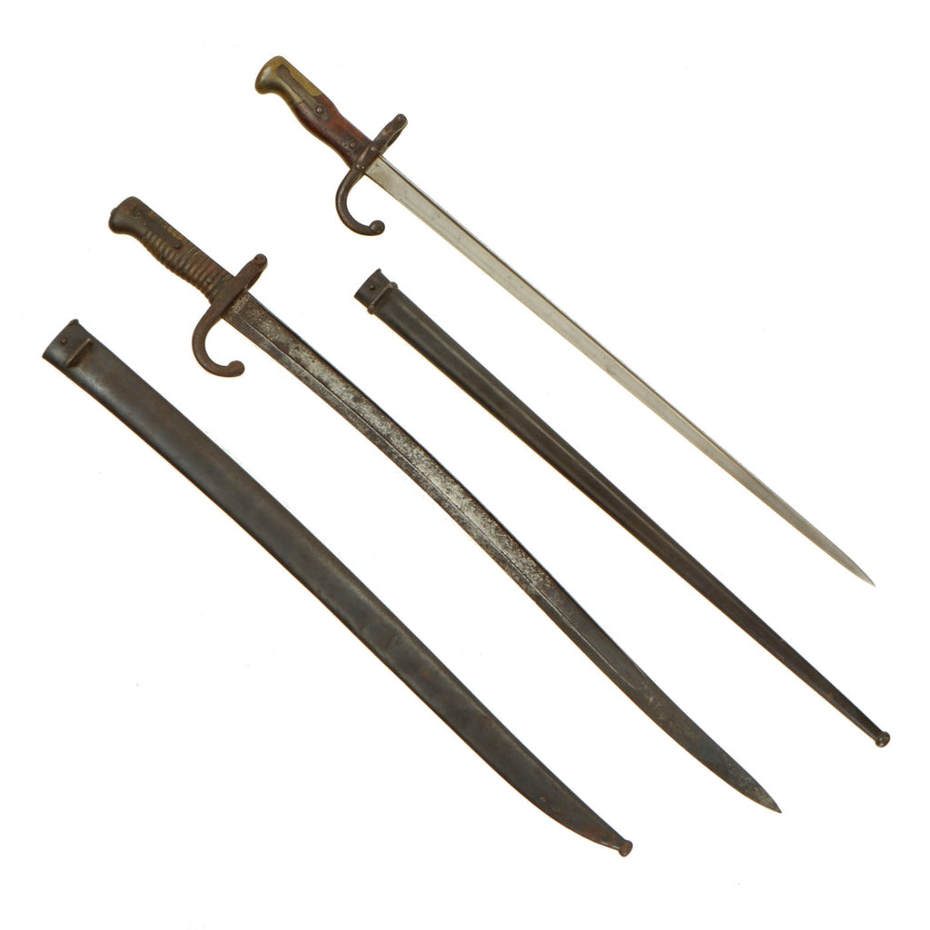 Original 19th Century French M1866 Chassepot and M1874 Gras Bayonet Set with Early Dates Original Items