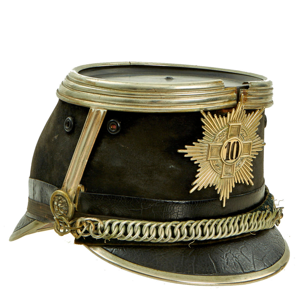 Original Swiss WWI Cavalry Officer Shako Helmet Marked to the 10th Cavalry Original Items