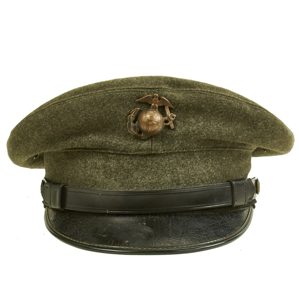Original WWII Marine Corps OD Green Wool Visor Cap in size USMC