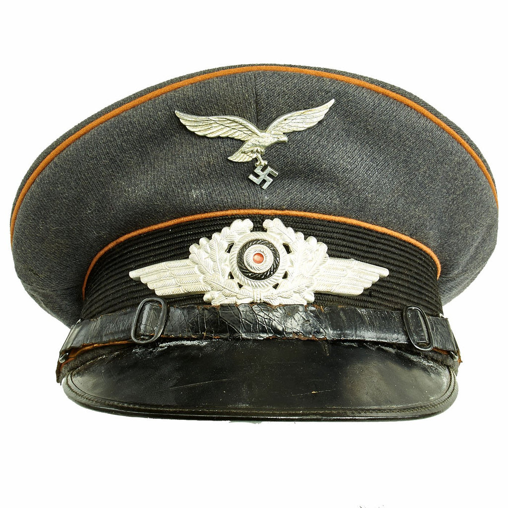 Original German WWII 1939 dated Luftwaffe Signals EM/NCO Visor Cap by Carl Halfar - Size 56 Original Items