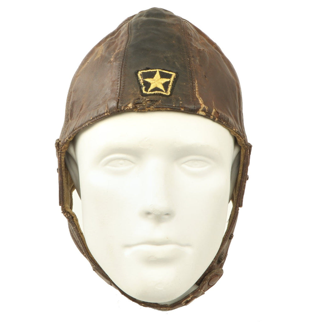 Original U.S. WWI Aero Squadron Leather Flying Helmet Original Items