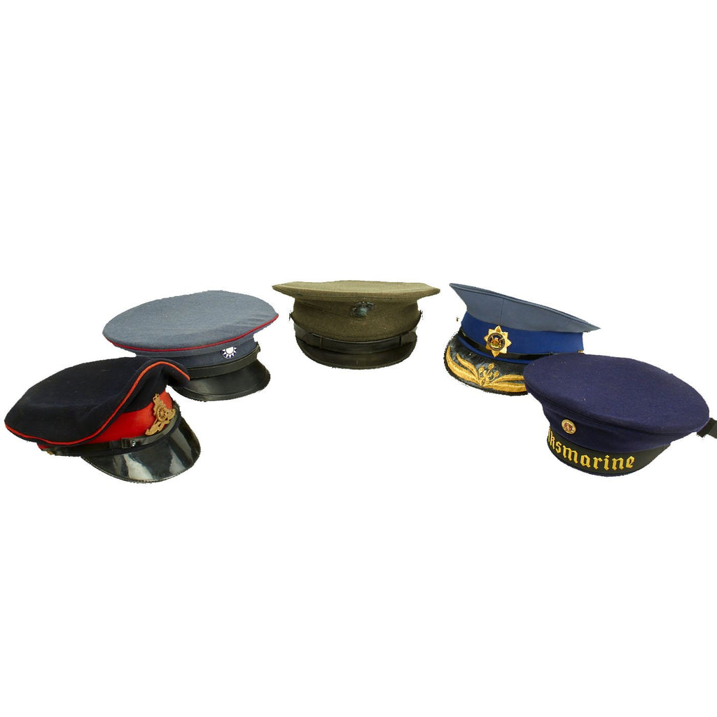 Original Post WWII Hat Collection - Japan, USMC, South Africa, British, German Original Items