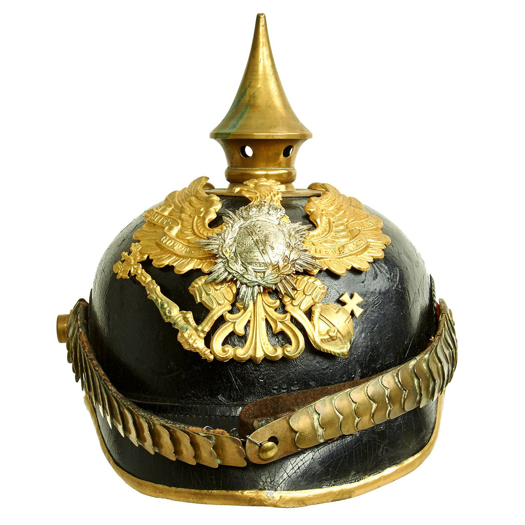 Original Imperial German WWI M1895 Converted to Saxon Officer Pickelhaube Spiked Helmet Original Items