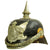 Original Swedish WWI 1887 Pattern Pickelhaube Leather Helmet with Nickel Fittings and Yellow Cockades Original Items