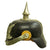 Original Swedish WWI 1887 Pattern Pickelhaube Leather Helmet with Nickel Fittings and Yellow Cockades Original Items