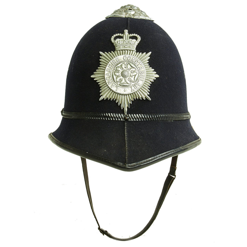 Original British Queen's Crown Rose Top Bobby Helmet from the Lancashire Constabulary Original Items
