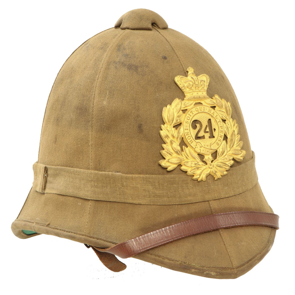 British Victorian 24th Regiment of Foot Colonial Pattern Khaki Sun Pith Helmet Original Items