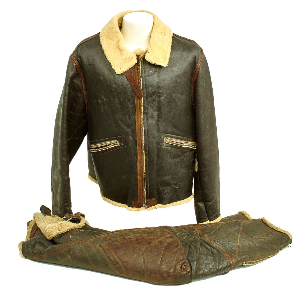 Original U.S. WWII Army Air Force Sheepskin Winter Flight Jacket and Pants Original Items