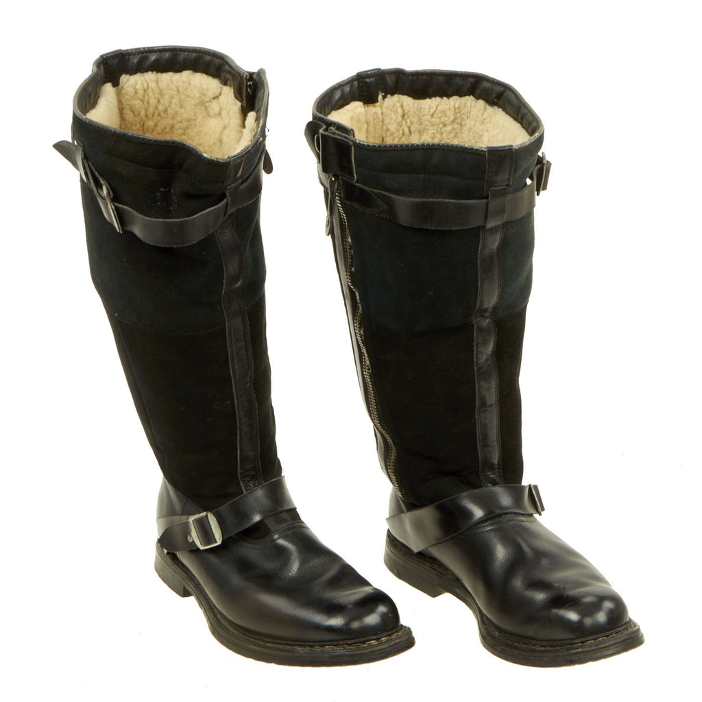 Original German WWII 1941 Luftwaffe Pilot Flying Dual-Zip Boots Original Items