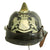 Original Belgian WWI Leather Fire Brigade Helmet with Nickel Comb and Front Plate Original Items