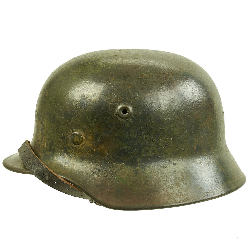 Original German WWII Service Worn Normandy Camouflage M40 Helmet with 57cm Liner - Q64 Original Items