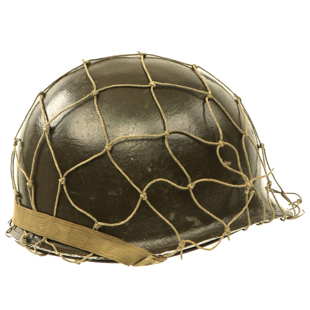 Original U.S. WWII McCord Front Seam Fixed Bale M1 Helmet with MSA Liner & Net Original Items