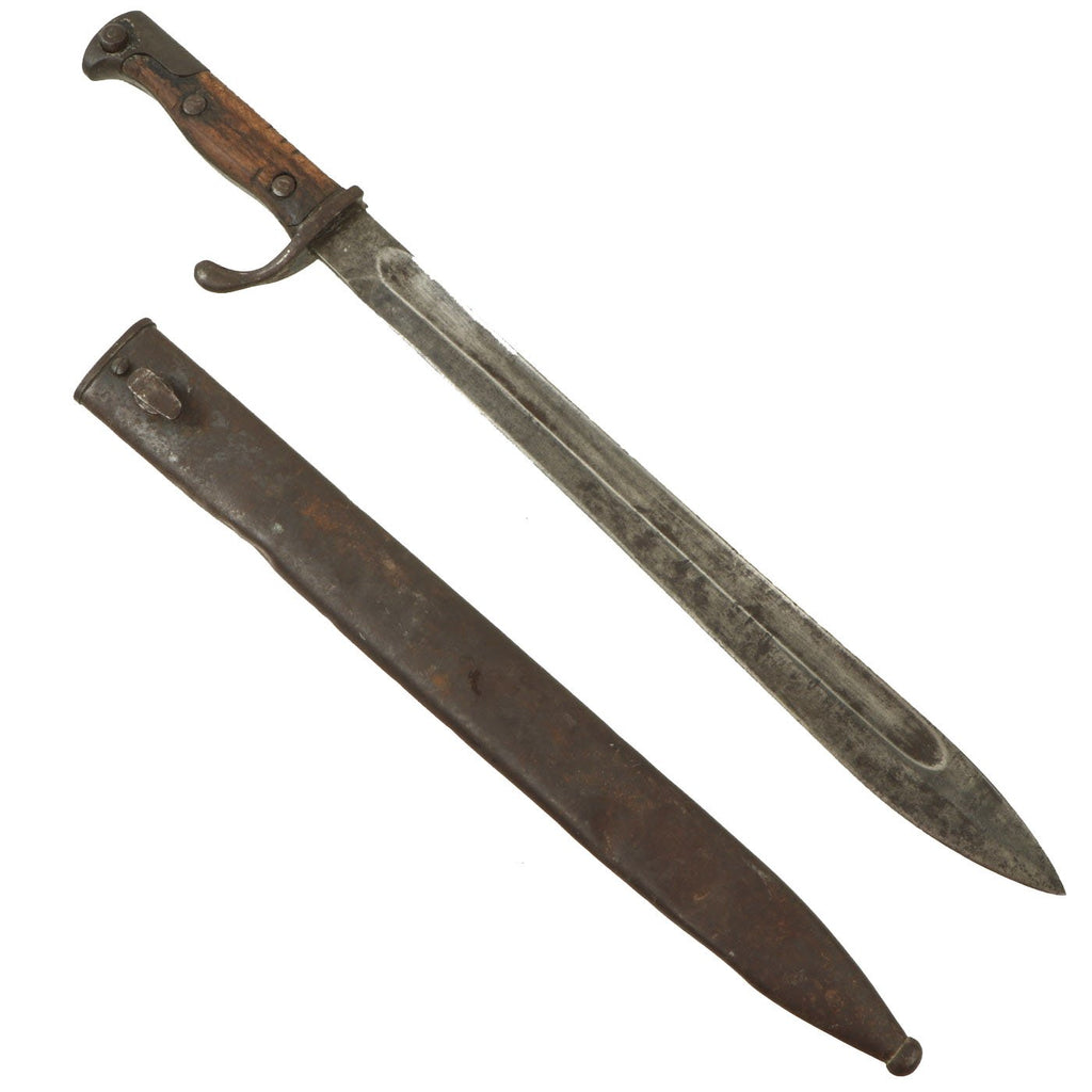 Original German WWI M1898/05 a/A Butcher Bayonet with Steel Scabbard by Mauser - Dated 1915 Original Items