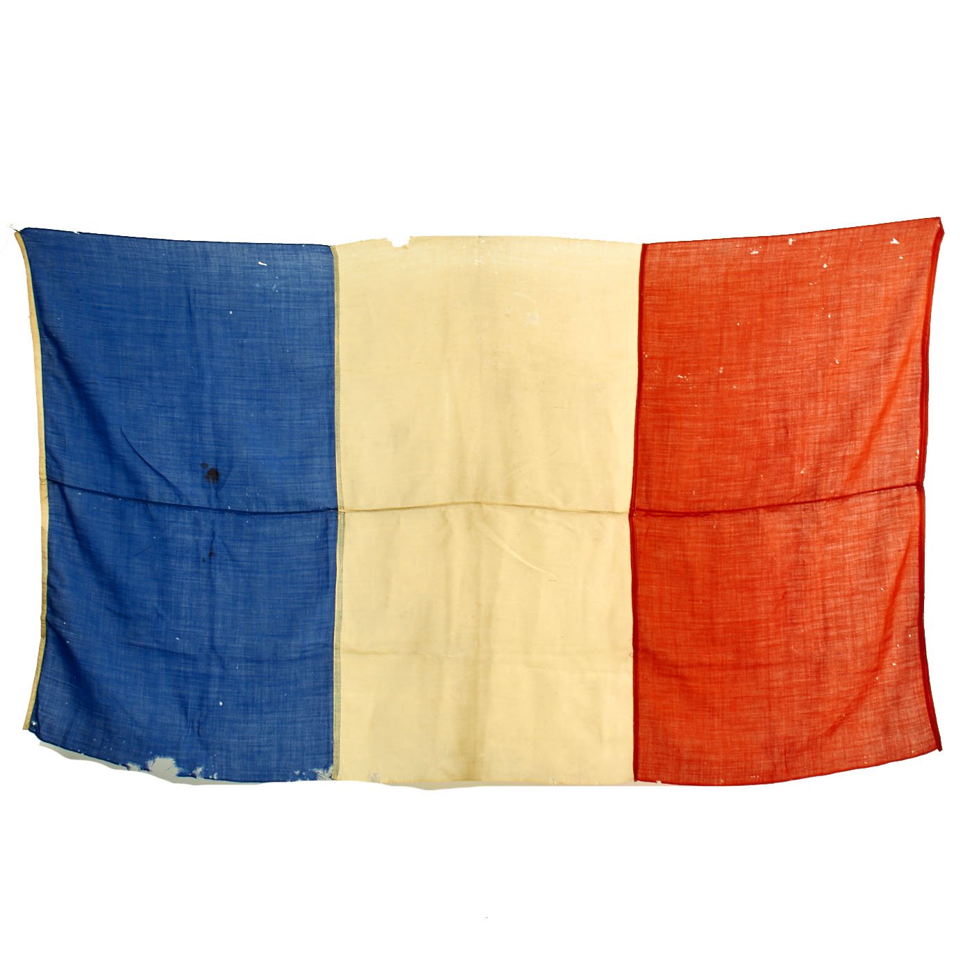 Original WWII French Large Tricolor National Wool Flag - 45