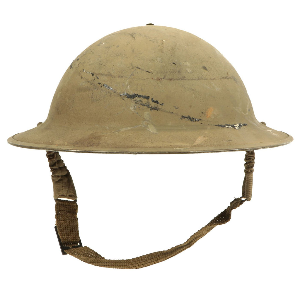 Original British WWII Desert Tan Brodie MkII Steel Helmet by Rubery Owen & Co Ltd - Dated 1941 Original Items