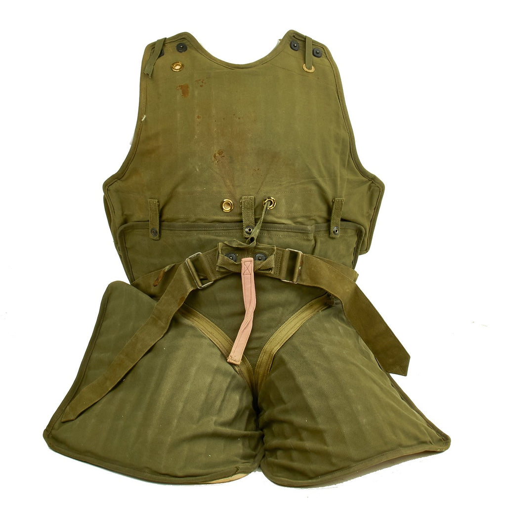 Original U.S. WWII USAAF Complete M1 Flak Vest with M5 Leg & Groin Armor for Seated Personnel Original Items