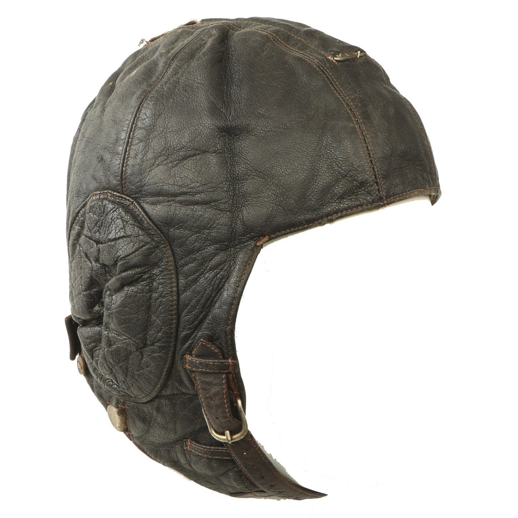 Original German WWII Luftwaffe LKpW101 Winter Leather Flying Helmet by DeTeWe - dated May 1941 Original Items