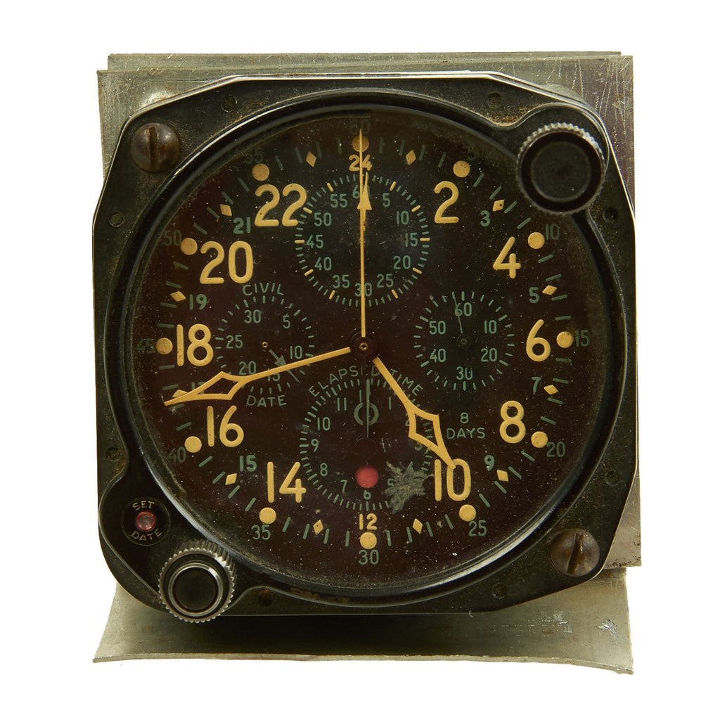Original U.S. WWII Army Air Forces AN 5741-1 8 Day Five Dial Airship Cockpit Clock by Hamilton Original Items