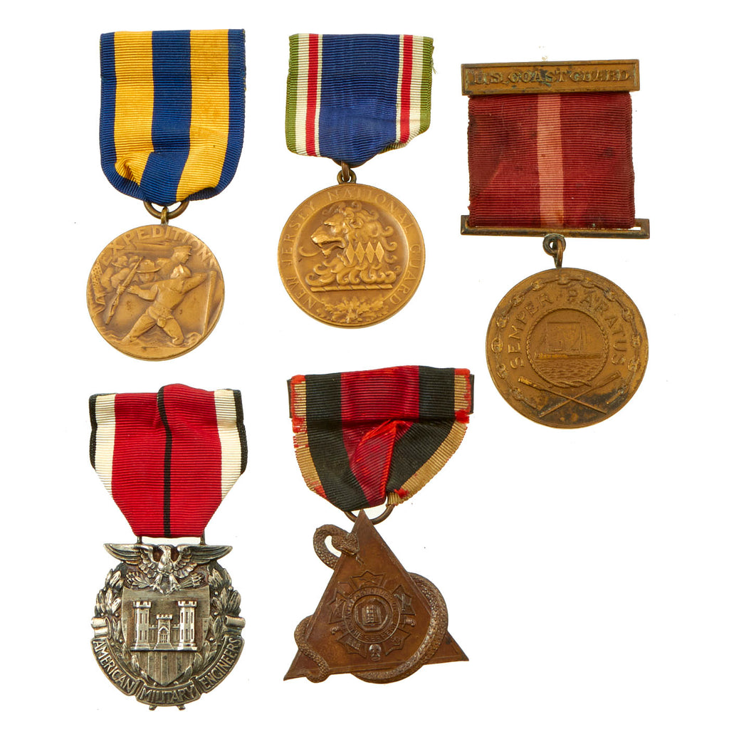 Original U.S. Pre-WWI - Post WWII Military / State Medals Lot - 5 Items Original Items