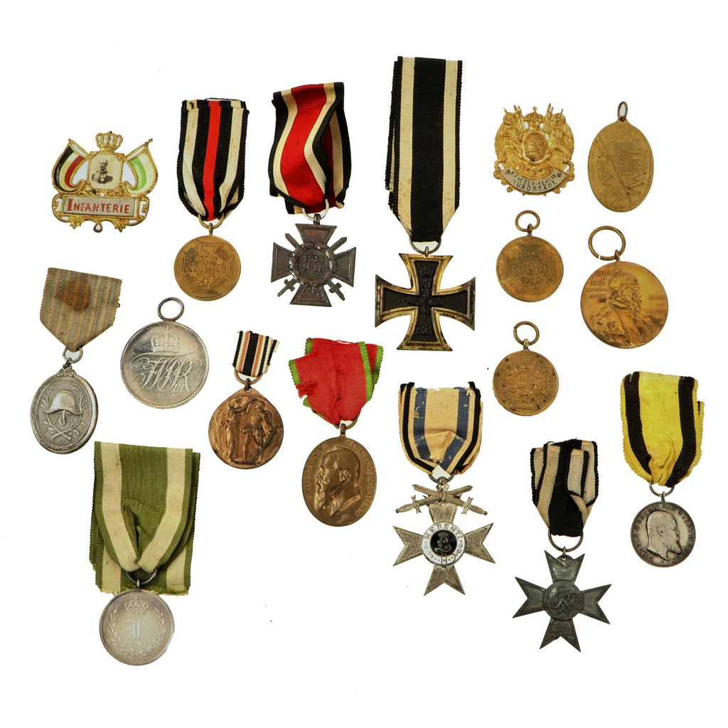Original Imperial German WWI Era Medal & Badge Grouping with EKII & Bavarian Merenti Cross - 17 Items Original Items